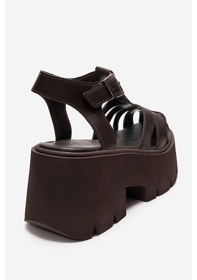 Luvishoes Verua Kahverengi Kadın Kalın Tabanlı Sandalet Kahverengi