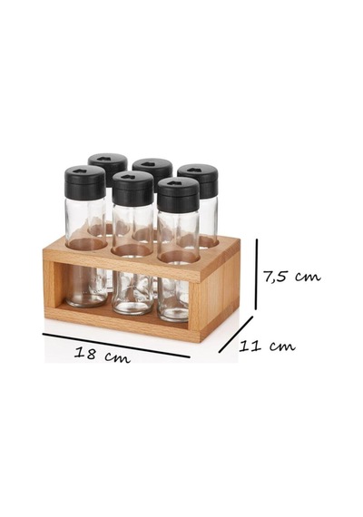 Melik'S Lima 6Lı Baharatlık Seti Ahşap Stantlı Baharat Takımı 6Lı Set