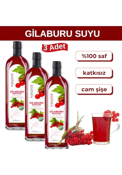 Hanzade Bitkisel Gilaburu Suyu Nektarı Şekersiz 3 x 1 L