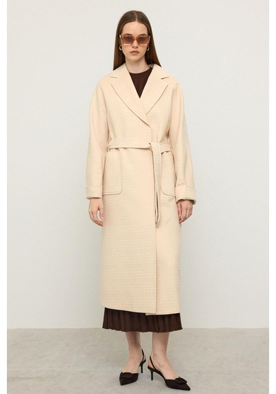 Olcay Torba Cepli Kendinden Desenli Oversize Limited Edition Kaban Krem 3140