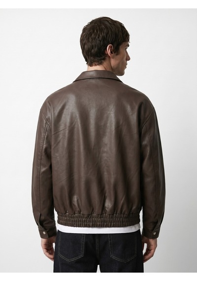 Baselco Zra Trend Beli Lastikli Crop Bomber Oversize Deri Ceket Kahverengi Baselco Zra Trend Beli Lastikli Crop Bomber Oversize Deri Ceket Kahverengi