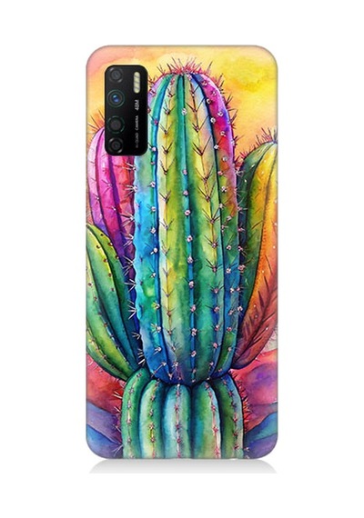 İnfinix Note 7 Lite Uyumlu Renkli Kaktüs Desenli Silikon Kılıf