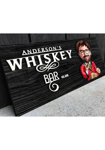 Bk Gift Kişiye Özel Karikatürlü Kabartma Tasarım Siyah Ebony Ahşap Bar Tabelası, Home Bar Tabela, Rustik Ev Dekorasyonu, Duvar Dekoru-3