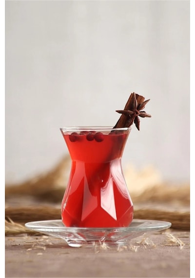 Lav Alya Cam Çay Seti 6 Kişilik 165 ml (6 Çay Bardağı, 6 Çay Tabağı)