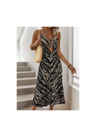 Butik İstanbul Kadın Ip Askılı V Yakalı Desenli Uzun Süprem Elbise Siyah Butik İstanbul Kadın Ip Askılı V Yakalı Desenli Uzun Süprem Elbise Siyah