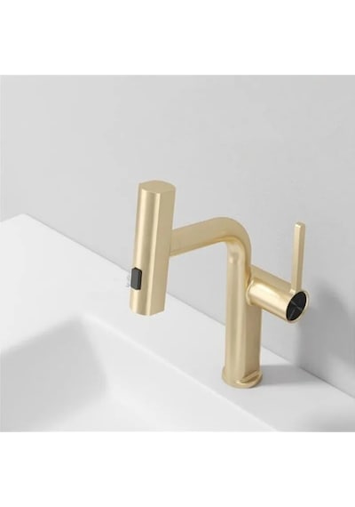 Banyo Lavabo Bataryası Duş Şelale 3 Fonksiyonlu Spiralli İthal Mat Gold