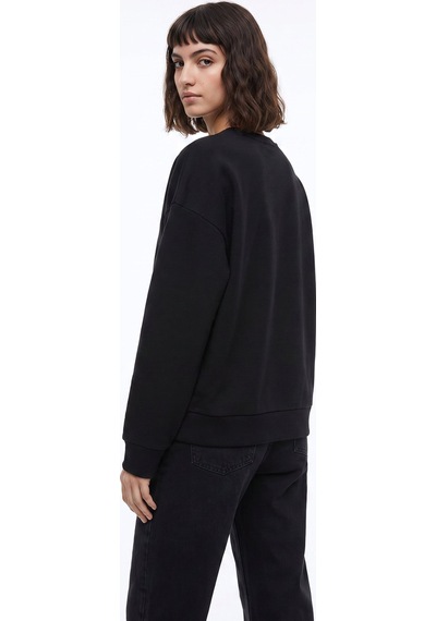 Jeep Siyah Kadın Bisiklet Yaka Relaxed Baskılı Sweatshirt J5wl-swt7089
