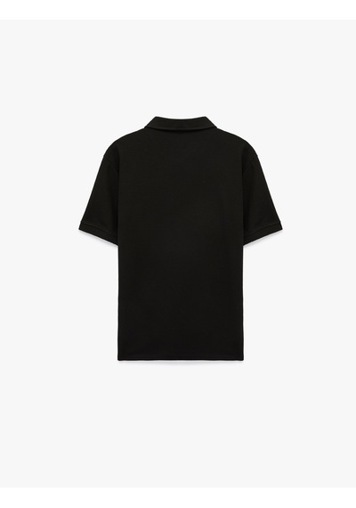 Koton Pamuklu Regular Fit Kısa Kollu Düğmeli Polo Yaka Tişört Siyah 6sam10290mk