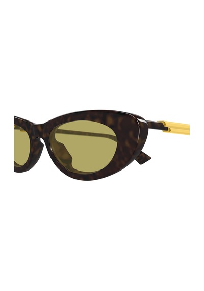 Bottega Veneta Bv1447s 002 Kadın Güneş Gözlüğü - Cat Eye Formda Havana Kemik Çerçeve Sarı Camlı