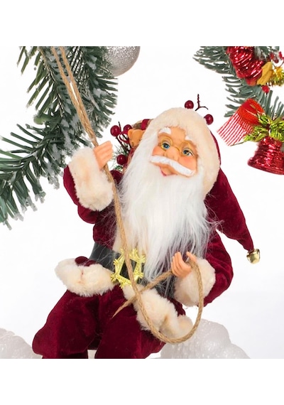 Yılbaşı Süsü Noel Baba Biblo Figür Büyük Boy 45cm - Asma İpi İle 78 Cm