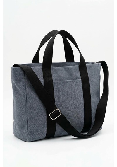 Tuttobene Harmony Mini Boy Tote Bag Denim Astarlı Cepli Çıtçıtlı Ayarlanabilir Askılı Kadın El Omuz Çantası - Küçük Boy Günlük Çanta Tb062 Gri - Siyah