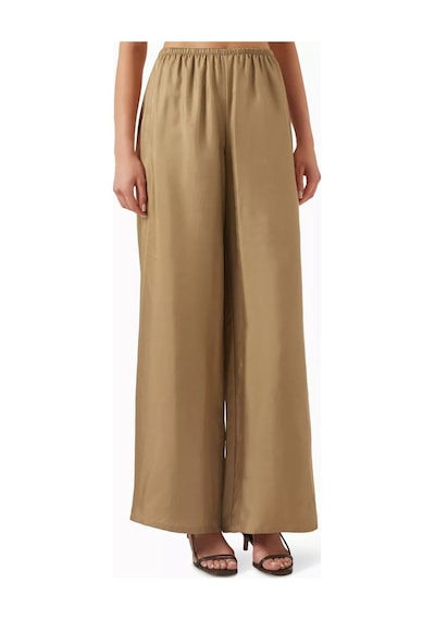 12storeez Light Brown Ipek Pantolon, Elastik Belli Rahat Mulberry Ipek Kesim Açık Kahverengi
