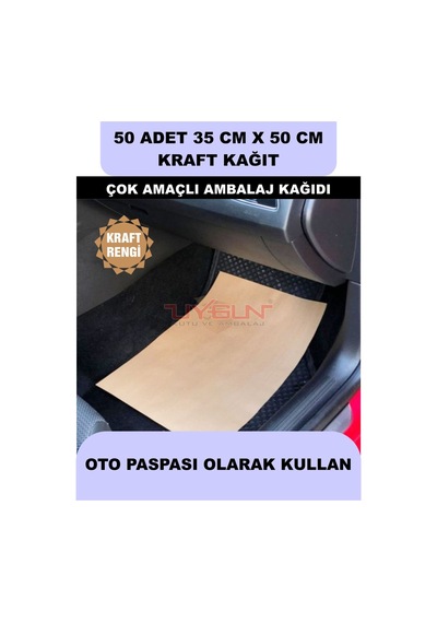 50 Adet 35cm X 50cm 100 Gr. Baskısız Kraft Kağıt, Hediye Ürün Paketleme, Oto Paspası, Çocuk Etkinlikleri