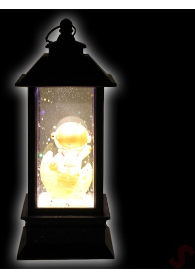 Uçuşan Simli,12,5cm X 5cm Led Işıklı Astronot Fener Küre - B