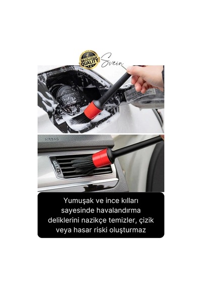 Premium 5 Parça Yumuşak Kıllı Temizleme Fırçası Detaylı Otomobil İç Araç Temizlik Seti Sökücü Bakım