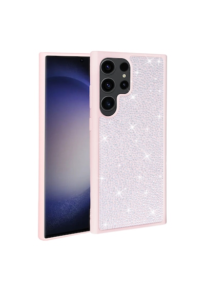 Zore Galaxy S23 Ultra Uyumlu Parlak Taşlı Tasarım Nvth Ston Kılıf-pembe