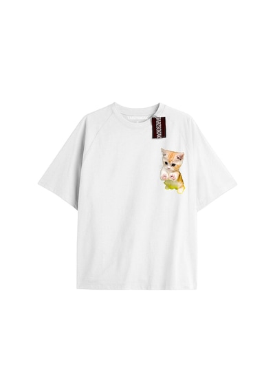 Tarzsokak Active Baskılı Oversize Kalıp Unisex T-shirt Beyaz