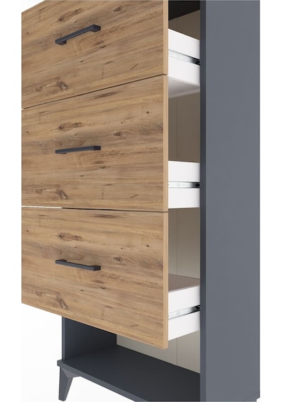 Arges Dolap 3 Çekmeceli 60x30x134 Antrasit-çam Antrasit
