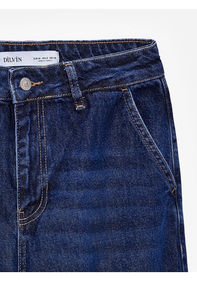 Dilvin 72284 %100 Pamuk Yüksek Bel Jean-lacivert Lacivert