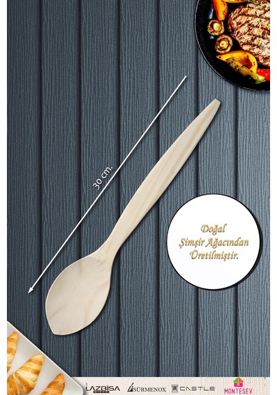 Doğal Şimşir Ağacı Ahşap Tahta Kaşık Spatula Seti Ağaç Kaşık 2li Set Şmş-002 Ahşap