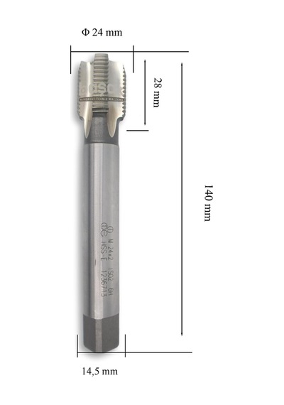 MTE M24x2 İnce Diş Makina Kılavuzu Düz HSSE DIN 374/C
