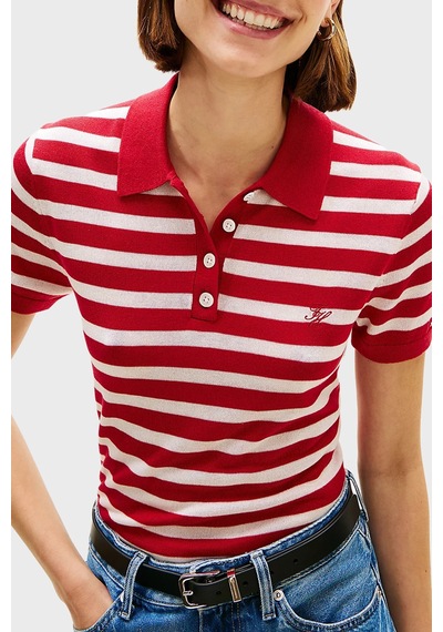 Tommy Hilfiger Çizgili İpek Karışımlı Kısa Kollu Düğmeli Polo Yaka Kazak Bayan Polo Yaka Kazak Ww0ww48503 04w Kırmızı-beyaz Tommy Hilfiger Çizgili İpek Karışımlı Kısa Kollu Düğmeli Polo Yaka Kazak Bayan Polo Yaka Kazak Ww0ww48503 04w Kırmızı-beyaz