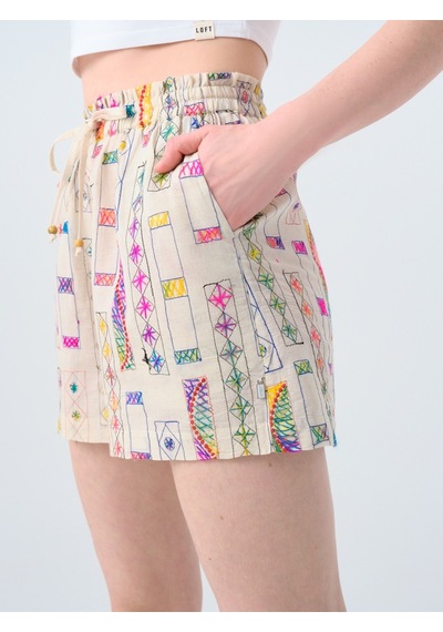 High Waist Kadın Şort Ekru