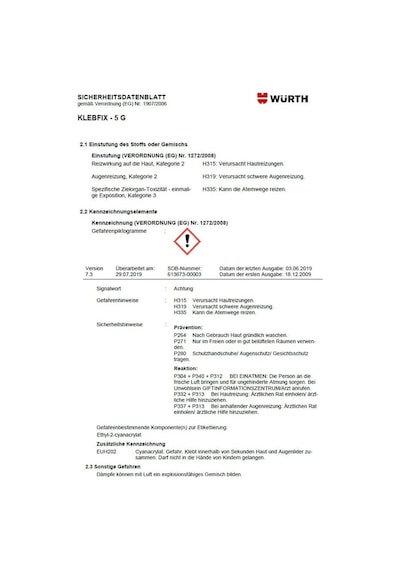 Würth Klebfix Dos Süper Yapıştırıcı 5gr Standart