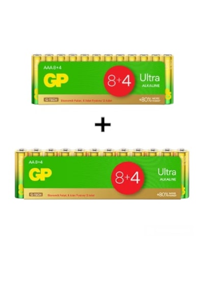 GP Batteries Ultra Alkalin 12AA+12AAA Özel Pil Paketi 24'lü