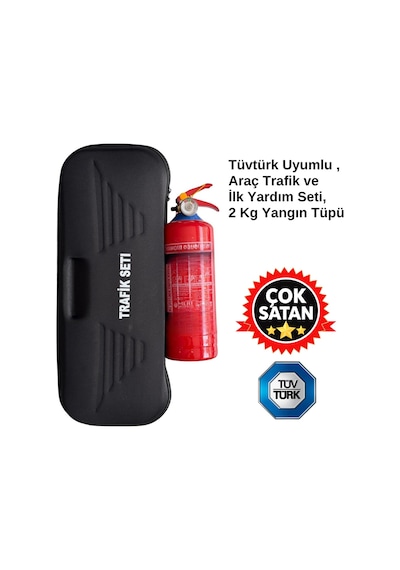Tüvtürk Uyumlu , Araç Trafik Ve İlk Yardım Seti, 2 Kg Yangın Tüpü 4 Yıl Etiketli