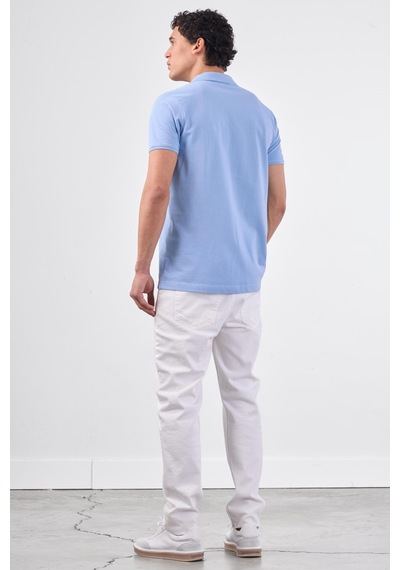Dufy A.mavi Düz Erkek T-shirt - Slim Fit Mavi