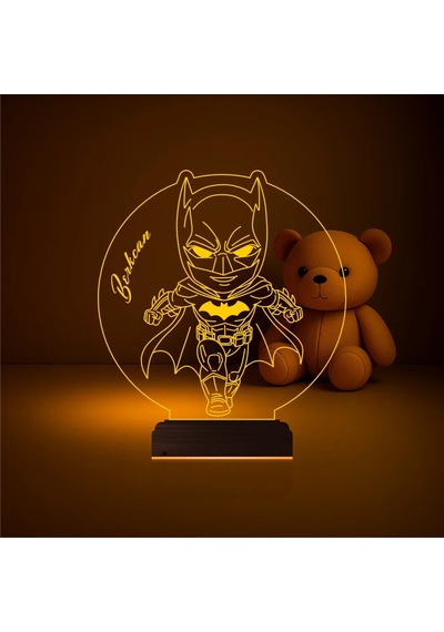 Luvivia Çocuk Odası Batman Çizgi Film Kişiye Özel 3d Lamba - Masa Gece Lambası Şeffaf