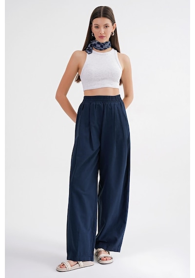 Mixray 4682 Kadın Beli Lastikli Jogger Bol Keten Pantolon Lacivert Mixray 4682 Kadın Beli Lastikli Jogger Bol Keten Pantolon Lacivert