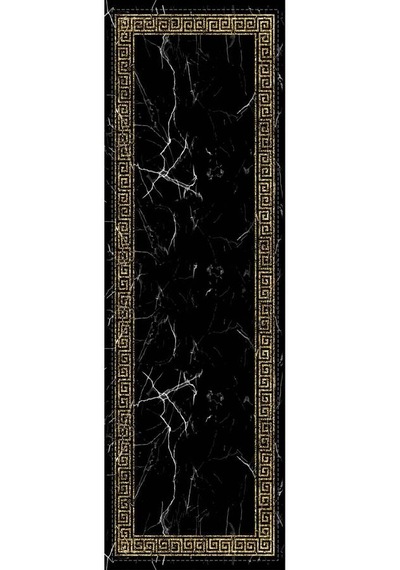 Siyah Çerçeveli Desen Premium Masa Örtüsü Runner Rnr333n11