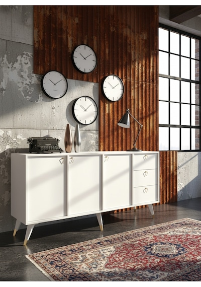 Resital Konsol - Gk2001-1 - Gold Modern 180 Cm Çekmeceli Ve Kapaklı Salon Konsolu - Çok Amaçlı Büfe Beyaz Resital Konsol - Gk2001-1 - Gold Modern 180 Cm Çekmeceli Ve Kapaklı Salon Konsolu - Çok Amaçlı Büfe Beyaz
