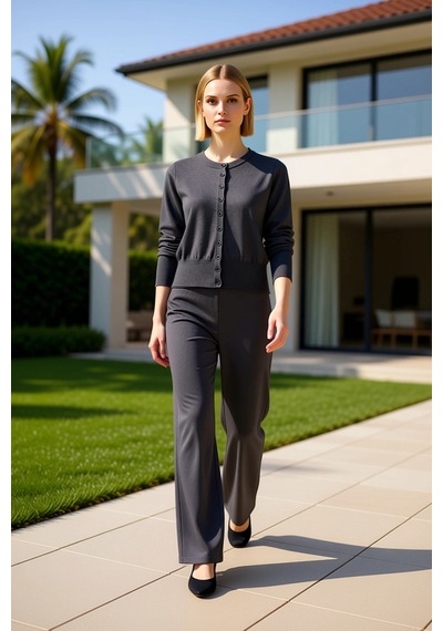 Benerly Kadın Alt Üst Wardrobe Essentials Merserize Görünümlü Triko Hırka Antrasit Benerly Kadın Alt Üst Wardrobe Essentials Merserize Görünümlü Triko Hırka Antrasit