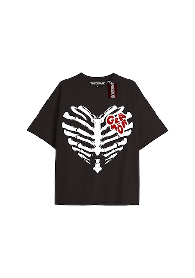 Startmore Smile Baskılı Oversize Kalıp Unisex T-shirt Siyah