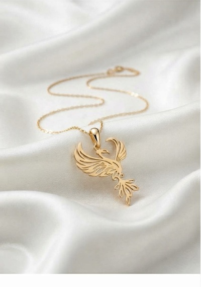 925 Ayar Gümüş Zarif Anka Kuşu Kolye.rose.gold.rodaj Renk Seçeneği