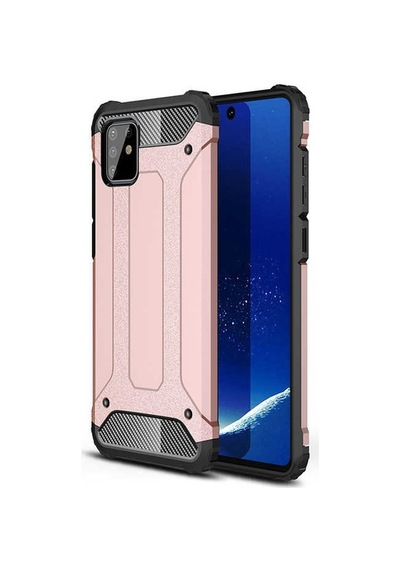 Kilifone - Samsung Uyumlu Galaxy A81 Note 10 Lite - Kılıf Çift Katman Zırh Tank Crash Military Kapak - Rose Gold