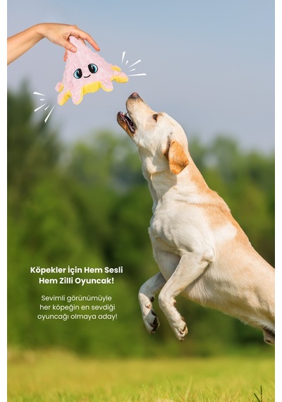 Sesli Ahtapot Köpek Oyuncağı Peluş Zilli Vikvikli Çift Taraflı Çekiştirme Oyuncağı
