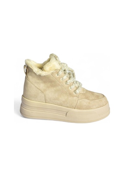 Fox Shoes V367343402 Bej Süet İçi Tüylü Kalın Tabanlı Kadın Bot Bej
