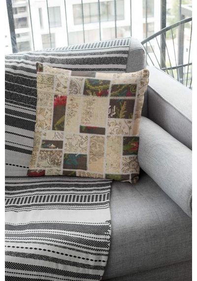Çok Renkli Patchwork Çift Taraflı Kırlent Kılıfı Krl289n11