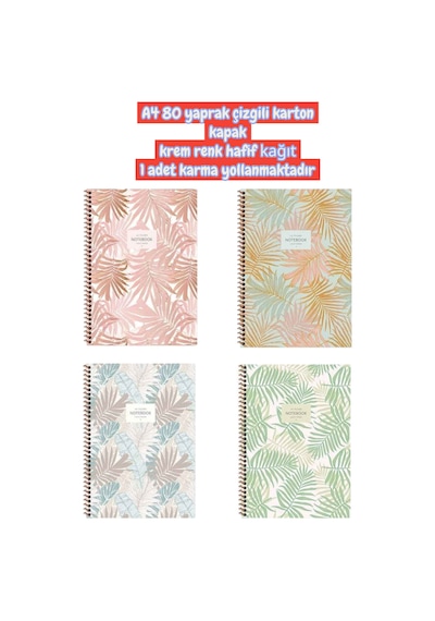 A4 80 Yaprak Çizgili Karton Kapak Krem Renk Hafif Kağıt 1 Adet Karma Yollanmaktadır Çok Renkli