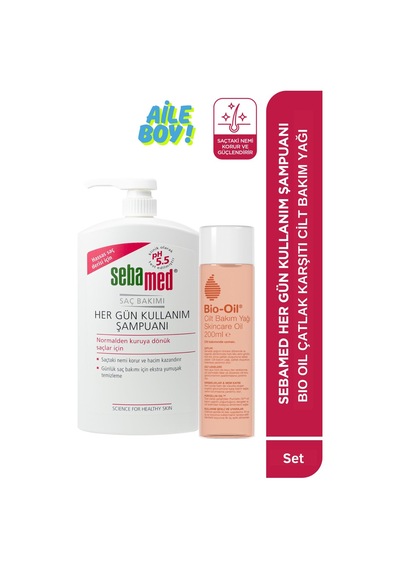 Bio-oil Çatlak Karşıtı & Leke Karşıtı Nemlendirici Cilt Bakım Yağı 200 Ml & Sebamed Günlük Saç Bakım Şampuanı 1000ml