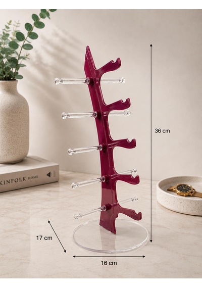 5'li Yelken Model Mor Gözlük Standı Akrilik 5 Bölmeli Gözlük Organizer