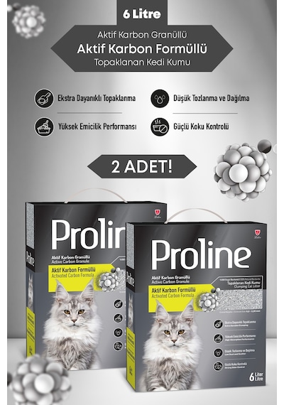 Proline Aktif Karbon Tanecikli Kedi Kumu 2x6lt.
