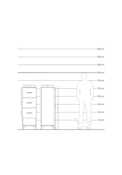 Hyperion Dolap 3 Çekmeceli 44x44x134 Çam-antrasit Atlas Çam