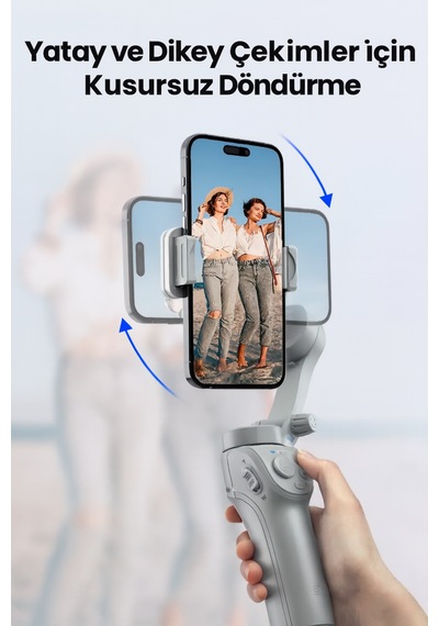 Otomatik Yüz Takipli Telefon Gimbal 330 Döner, Tripod Destekli