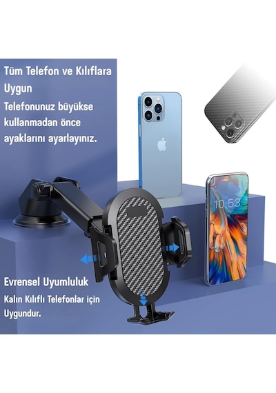 Araç Telefon Tutucu Infomax 360 Dönebilir Vantuzlu, Şok Emici, Tek Tuşla Sabitleme, Ultra Güçlü Vakum, 4.