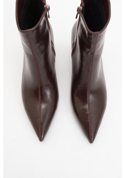 Luvishoes Luvi Shoes Noya Bordo Cilt Sivri Burun Kadın İnce Topuklu Bot Bordo